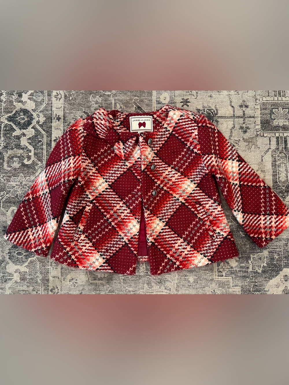 Janie and Jack Red Plaid Pea Coat